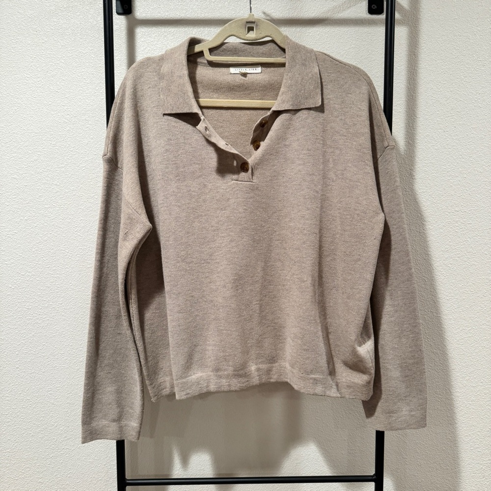 Little Lies Collared Henley Long Sleeve